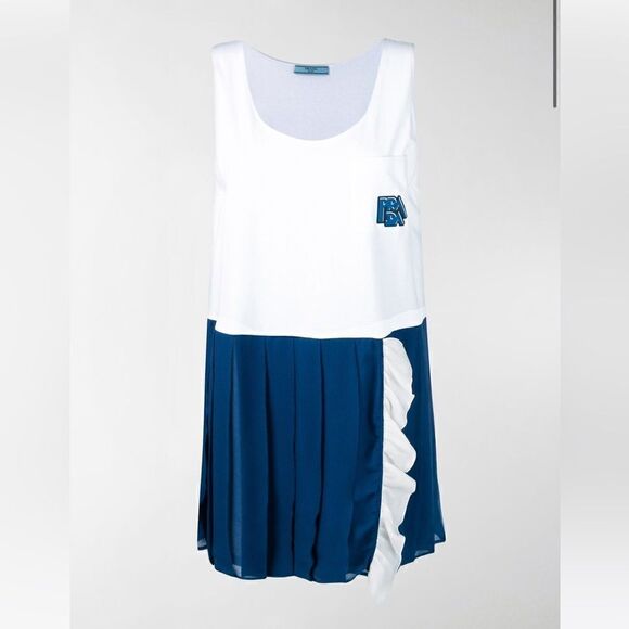 Prada Ruffle Trim Pleated Shift Dress Size Medium - Picture 4 of 6